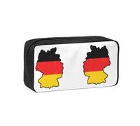 UVBDF German Flag Map Printed Pen Holder Large Capacity Storage Case Smooth Zipper Polyester Bag for Study Travel Workspace