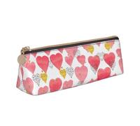 UVBDF Gold Red Heart Pencil Case Portable Stationery Big Capacity Pencil Pouch Cosmetic Organizer Bag