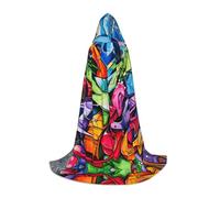 UVBDF Graffiti Drawing Renaissance Fair Outfit Hooded Cape For Teens Gothic Medieval Cosplay Costume Stage Theater