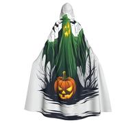 UVBDF Green Ghost Horror Polyester Hooded Cloak For Adult, Cosplay Wizard Witch Cape For Halloween, St. Patrick'S Day