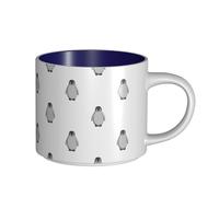 UVBDF Grey Penguin Printing Everyday Cups, Large-Capacity Ceramic Mugs Ideal for Gift, Smooth Rim, Durable for Daily Drinks