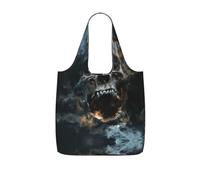UVBDF Horror Ghost Skull Print Grocery Tote Reusable Packable Bag 25l Polyester Washable Travel Holiday Carryall