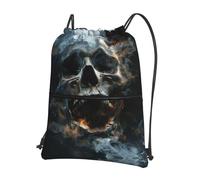 UVBDF horror ghost skull Print Lightweight Backpack with Drawstring Zipper, Adjustable Compartment for Beach Walking Tour