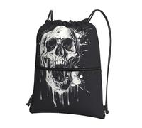 UVBDF horror ghost skull Print Lightweight Backpack with Drawstring Zipper, Adjustable Compartment for Beach Walking Tour