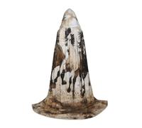 UVBDF Horses Running Art Renaissance Fair Outfit Hooded Cape For Teens Gothic Medieval Cosplay Costume Stage Theater