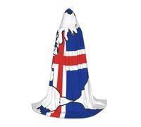 UVBDF Iceland Flag Map Renaissance Fair Outfit Hooded Cape For Teens Gothic Medieval Cosplay Costume Stage Theater