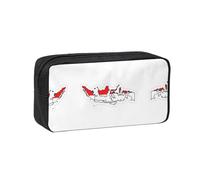 UVBDF Indonesian Flag Map Printed Pen Holder Large Capacity Storage Case Smooth Zipper Polyester Bag for Study Travel Workspace