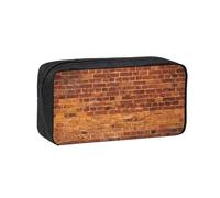 UVBDF Industrial Brick Wall Background Printed Pen Holder Large Capacity Storage Case Smooth Zipper Polyester Bag for Study Travel Workspace