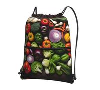 UVBDF Introduction of various vegetables Print Lightweight Backpack with Drawstring Zipper, Adjustable Compartment for Beach Walking Tour
