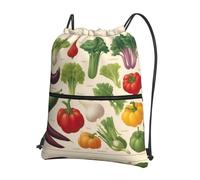 UVBDF Introduction of various vegetables Print Lightweight Backpack with Drawstring Zipper, Adjustable Compartment for Beach Walking Tour