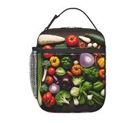 UVBDF Introduction of Various Vegetables Print Thermal Lunch Tote, Portable Cooler Bag, Insulated Lunch Bag for Hot Cold Food Keep