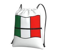 UVBDF Italian Flag Green White Red Print Lightweight Backpack with Drawstring Zipper, Adjustable Compartment for Beach Walking Tour