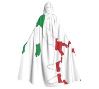 UVBDF Italian Flag Map Polyester Hooded Cloak For Adult, Cosplay Wizard Witch Cape For Halloween, St. Patrick'S Day