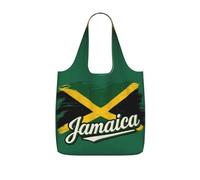 UVBDF Jamaican Flag Elements Print Grocery Tote Reusable Packable Bag 25l Polyester Washable Travel Holiday Carryall