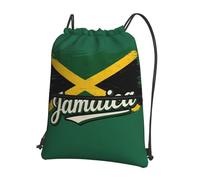 UVBDF Jamaican flag elements Print Lightweight Backpack with Drawstring Zipper, Adjustable Compartment for Beach Walking Tour