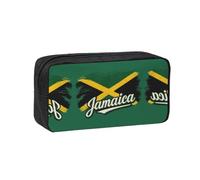 UVBDF Jamaican Flag Elements Printed Pen Holder Large Capacity Storage Case Smooth Zipper Polyester Bag for Study Travel Workspace