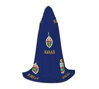 UVBDF Kansas State Flag Renaissance Fair Outfit Hooded Cape For Teens Gothic Medieval Cosplay Costume Stage Theater