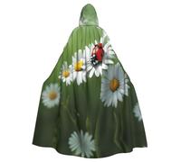 UVBDF Ladybug On Daisy Flower Polyester Hooded Cloak For Adult, Cosplay Wizard Witch Cape For Halloween, St. Patrick'S Day