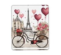 UVBDF Love Paris Tower Coffee Wine Perfume Bicycle Heart Anti-Fray Stitched Edges, Premium-Textured Surface, Non-Slip Rubber Base, Gaming Mouse Mat
