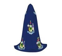 UVBDF Maine State Flag Renaissance Fair Outfit Hooded Cape For Teens Gothic Medieval Cosplay Costume Stage Theater