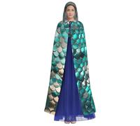 UVBDF Mermaid Scale Polyester Hooded Cloak For Adult, Cosplay Wizard Witch Cape For Halloween, St. Patrick'S Day