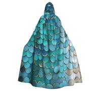 UVBDF Mermaid Scale Polyester Hooded Cloak For Adult, Cosplay Wizard Witch Cape For Halloween, St. Patrick'S Day
