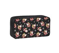 UVBDF Merry Christmas Happy Printed Pen Holder Large Capacity Storage Case Smooth Zipper Polyester Bag for Study Travel Workspace
