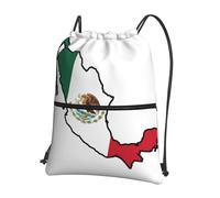 UVBDF Mexico Flag Map Print Lightweight Backpack with Drawstring Zipper, Adjustable Compartment for Beach Walking Tour