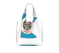 UVBDF Minnesota State Flag Map Print Grocery Tote Reusable Packable Bag 25l Polyester Washable Travel Holiday Carryall
