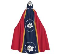 UVBDF Mississippi State Flag Polyester Hooded Cloak For Adult, Cosplay Wizard Witch Cape For Halloween, St. Patrick'S Day