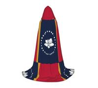 UVBDF Mississippi State Flag Renaissance Fair Outfit Hooded Cape For Teens Gothic Medieval Cosplay Costume Stage Theater