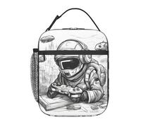 UVBDF Monochrome Sketch Style Gaming Print Thermal Lunch Tote, Portable Cooler Bag, Insulated Lunch Bag for Hot Cold Food Keep