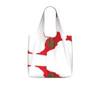 UVBDF Morocco Flag Map Print Grocery Tote Reusable Packable Bag 25l Polyester Washable Travel Holiday Carryall