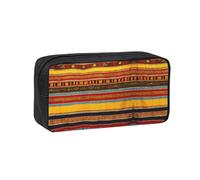UVBDF Native American Pattern Printed Pen Holder Large Capacity Storage Case Smooth Zipper Polyester Bag for Study Travel Workspace