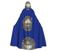 UVBDF New Hampshire State Flag Polyester Hooded Cloak For Adult, Cosplay Wizard Witch Cape For Halloween, St. Patrick'S Day