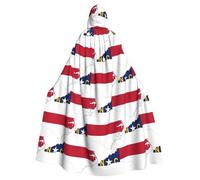 UVBDF North Carolina State Flag Map Polyester Hooded Cloak For Adult, Cosplay Wizard Witch Cape For Halloween, St. Patrick'S Day