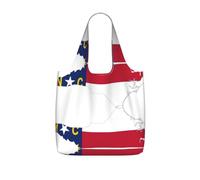 UVBDF North Carolina State Flag Map Print Grocery Tote Reusable Packable Bag 25l Polyester Washable Travel Holiday Carryall
