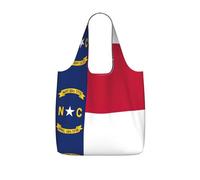 UVBDF North Carolina State Flag Print Grocery Tote Reusable Packable Bag 25l Polyester Washable Travel Holiday Carryall