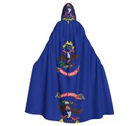 UVBDF North Dakota State Flag Polyester Hooded Cloak For Adult, Cosplay Wizard Witch Cape For Halloween, St. Patrick'S Day