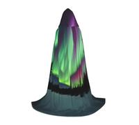 UVBDF Northern Lights Painting Renaissance Fair Outfit Hooded Cape For Teens Gothic Medieval Cosplay Costume Stage Theater