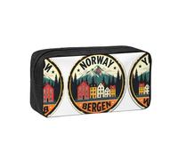 UVBDF Norway Bergen Houses Printed Pen Holder Large Capacity Storage Case Smooth Zipper Polyester Bag for Study Travel Workspace