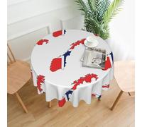 UVBDF Norwegian Flag Map Print Multipurpose Round Tablecloth 60in Polyester Cover for Coffee Table Kitchen Desk Home Gift