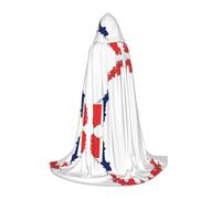 UVBDF Norwegian Flag Map Renaissance Fair Outfit Hooded Cape For Teens Gothic Medieval Cosplay Costume Stage Theater
