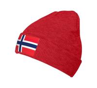 UVBDF Norwegian Flag Printing 1 Pack Winter Beanie Hats for Men Women,Cold Weather Knit Caps for Home Outdoor Activities Red