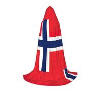 UVBDF Norwegian Flag Renaissance Fair Outfit Hooded Cape For Teens Gothic Medieval Cosplay Costume Stage Theater