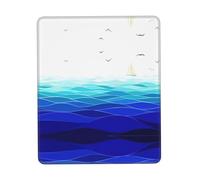 UVBDF Ocean Waves Sailboat Anti-Fray Stitched Edges, Premium-Textured Surface, Non-Slip Rubber Base, Gaming Mouse Mat