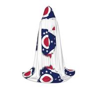 UVBDF Ohio State Flag Map Renaissance Fair Outfit Hooded Cape For Teens Gothic Medieval Cosplay Costume Stage Theater
