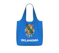 UVBDF Oklahoma State Flag Print Grocery Tote Reusable Packable Bag 25l Polyester Washable Travel Holiday Carryall