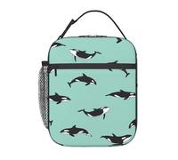UVBDF Pacific Ocean Whale Print Thermal Lunch Tote, Portable Cooler Bag, Insulated Lunch Bag for Hot Cold Food Keep