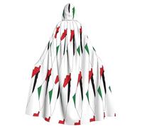 UVBDF Palestine Flag Map Polyester Hooded Cloak For Adult, Cosplay Wizard Witch Cape For Halloween, St. Patrick'S Day